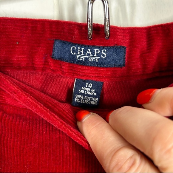 Chaps Deep Red Corduroy Straight Leg Plus Size Pants 14 - Picture 5 of 5